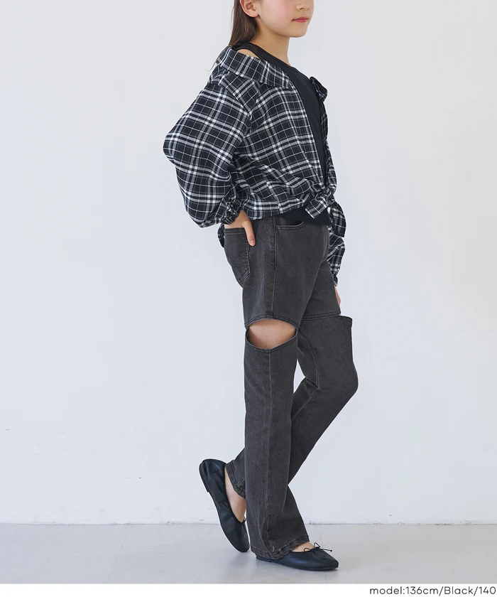 デニムカットアウトパンツ キッズ メール便不可 - Image 9