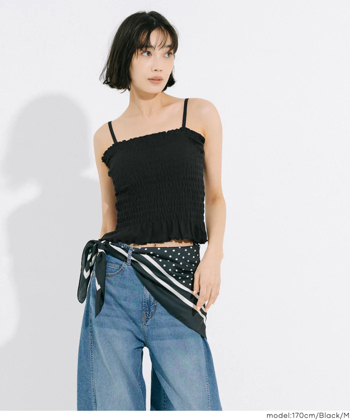 外で着られるブラトップス OUT BRA カップ付きシャーリングキャミ レディース メール便不可 - Image 17
