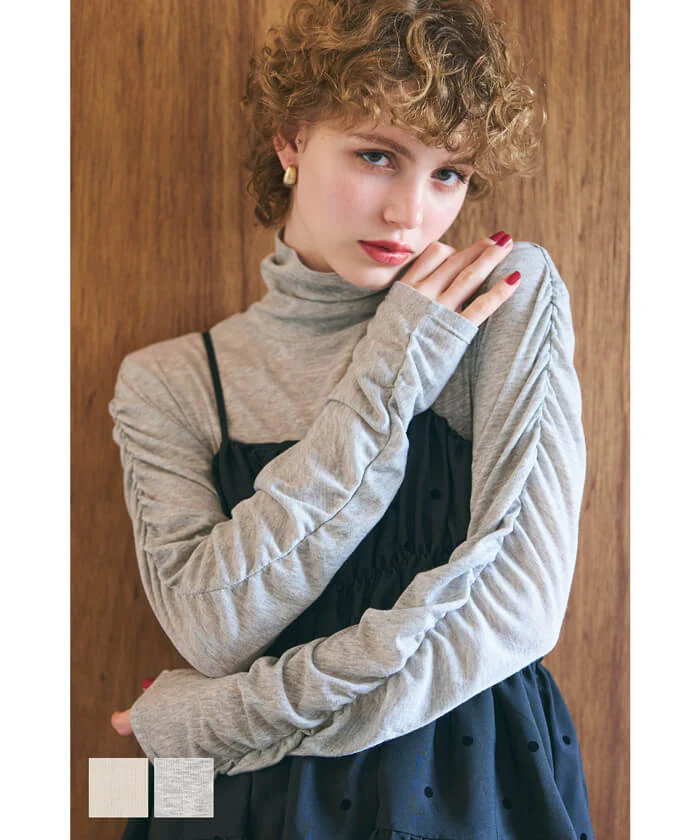 セール★1490円→550円 ハイネックロングスリーブTシャツ レディース メール便不可