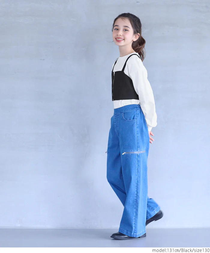 セール★1990円→990円 フロントジップビスチェ&長袖Tシャツ 2点セット キッズ メール便不可 - Image 4