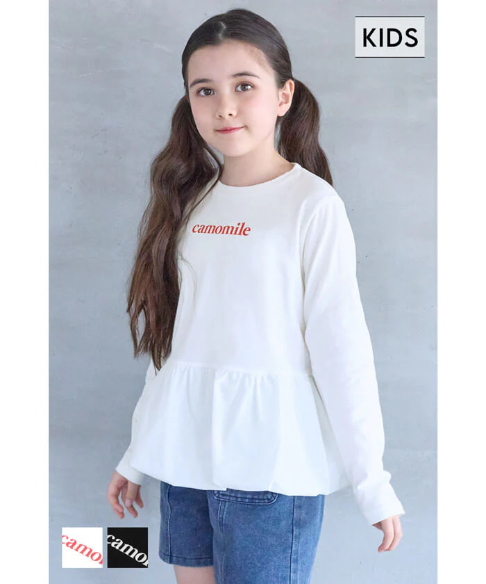 セール★1690円→550円 異素材バルーンヘム長袖Tシャツ キッズ メール便不可