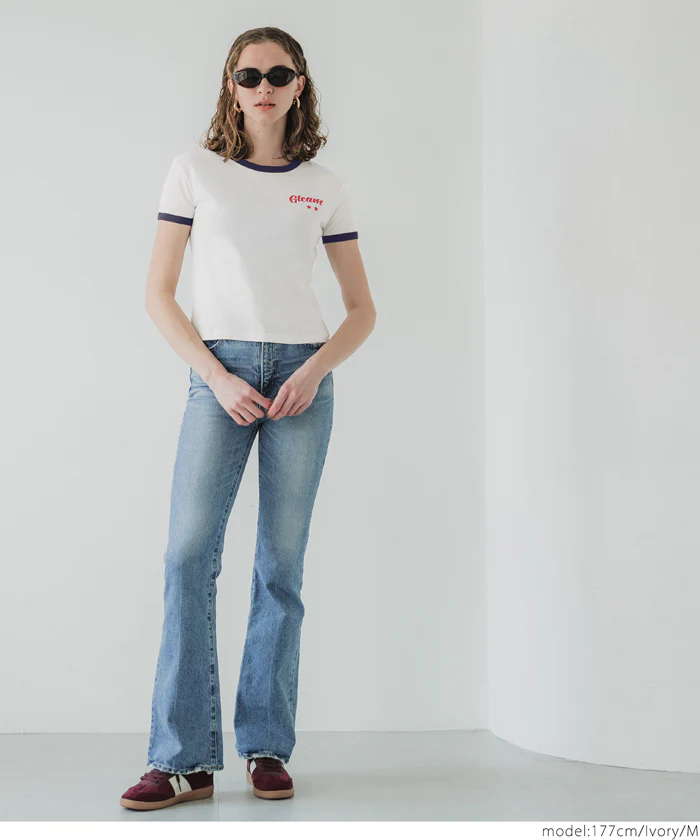 セール★1290円→990円 ロゴリンガーTシャツ レディース メール便可 - Image 2