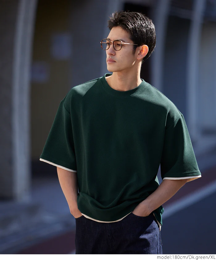 セール★1990円→1690円 エンボスレイヤード風半袖Tシャツ メンズ メール便不可 - Image 16
