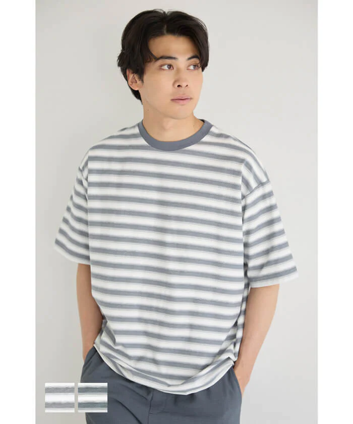 セール★1690円→990円 マルチボーダー半袖Tシャツ メンズ メール便不可