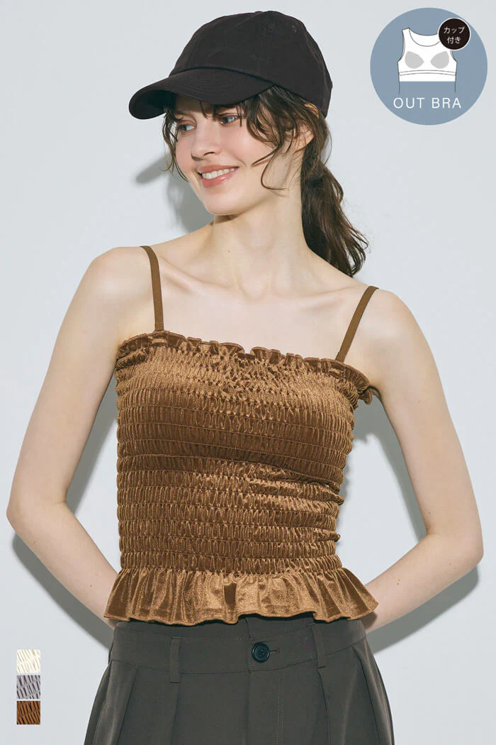 セール★1490円→550円OUT BRA ベロアシャーリングキャミソール レディース メール便不可 coca コカ