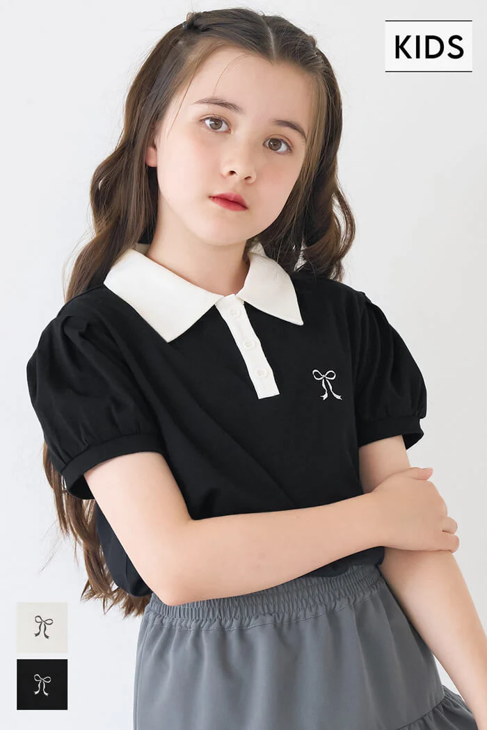 パフスリーブポロTシャツ キッズ メール便不可