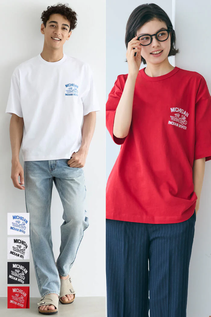 イラスト刺繍Tシャツ メンズ レディース メール便不可
