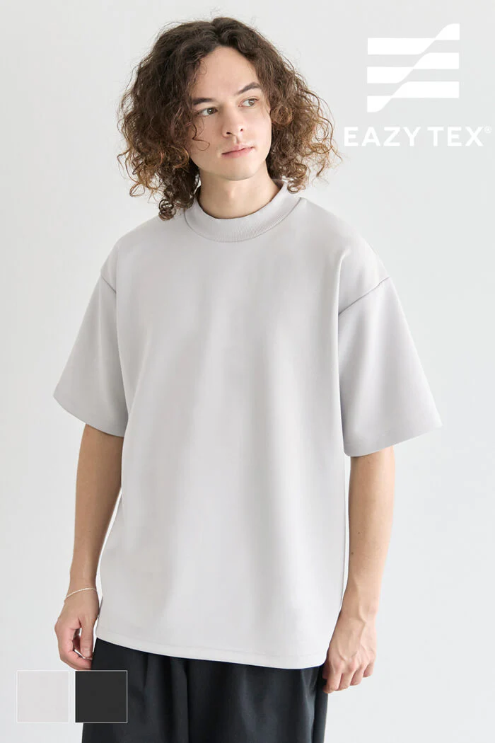 セール★1490円→990円 ソフトジャージモックネックTシャツ メンズ メール便不可