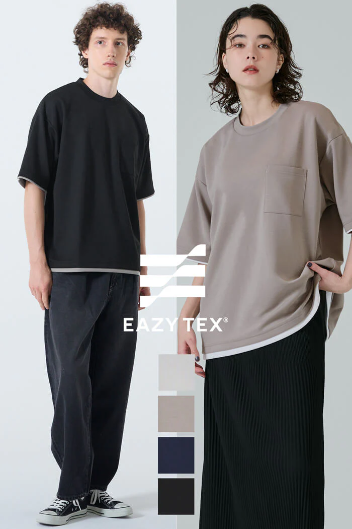 ソフトジャージレイヤード風半袖Tシャツ メンズ レディース メール便不可