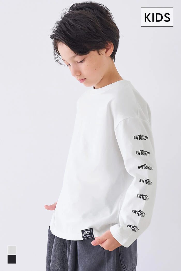 セール★990円→550円 袖プリント長袖Tシャツ キッズ メール便不可