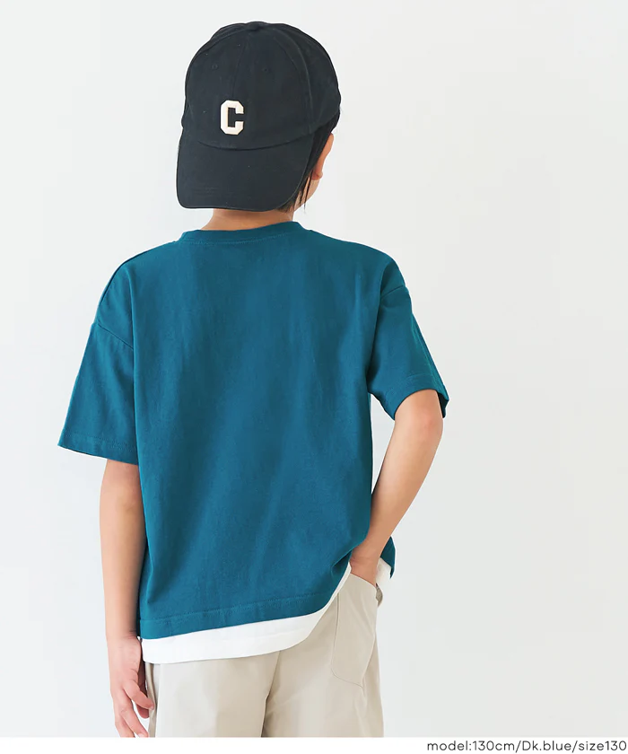 ワッペン刺繍レイヤードTシャツ キッズ メール便不可 - Image 10
