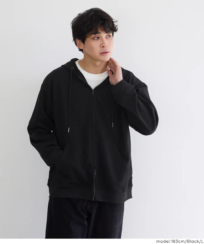 エンボスワイドZIPパーカー メンズ メール便不可 - Image 13