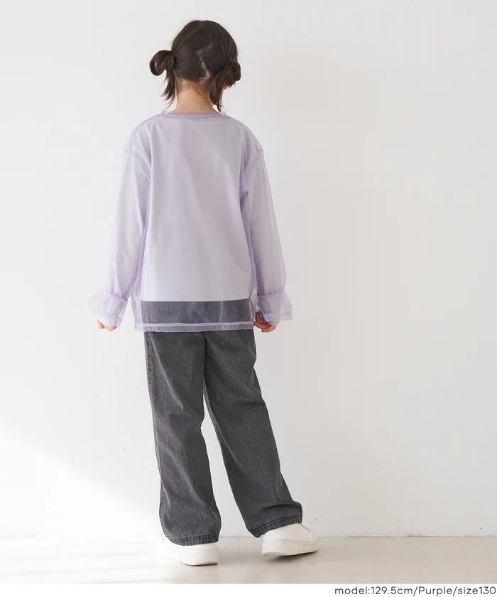 セール★1690円→1290円チュールトップス＆長袖Tシャツ 2枚セット キッズ メール便不可 - Image 4