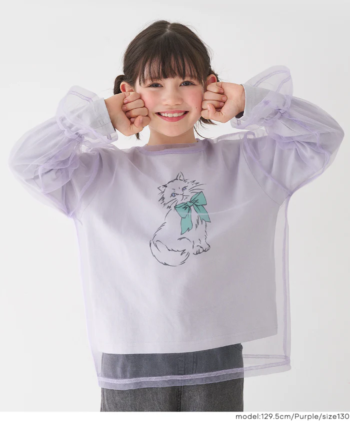セール★1690円→1290円チュールトップス＆長袖Tシャツ 2枚セット キッズ メール便不可 - Image 5