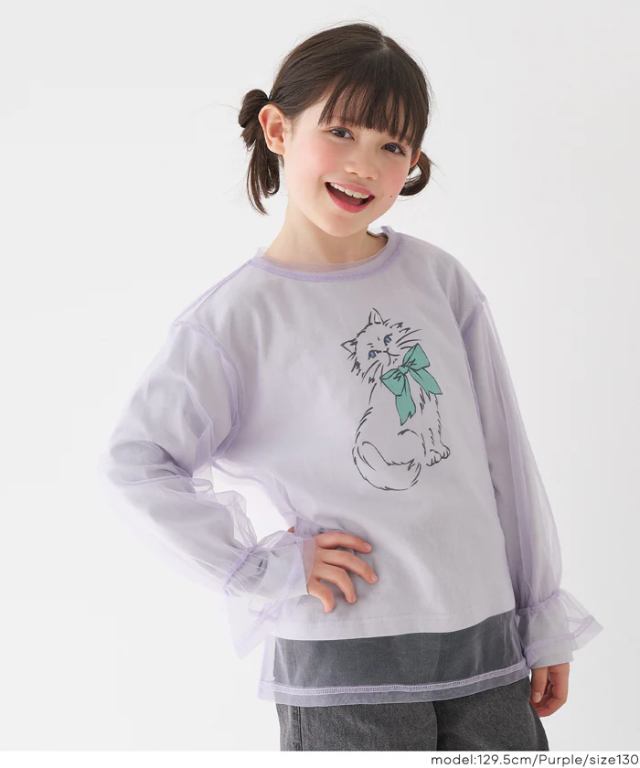 セール★1690円→1290円チュールトップス＆長袖Tシャツ 2枚セット キッズ メール便不可 - Image 7