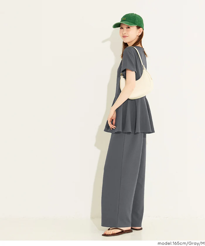 【WEB限定 5/6まで10%OFF】ライトエンボスペプラムオールインワン レディース メール便不可 - Image 5